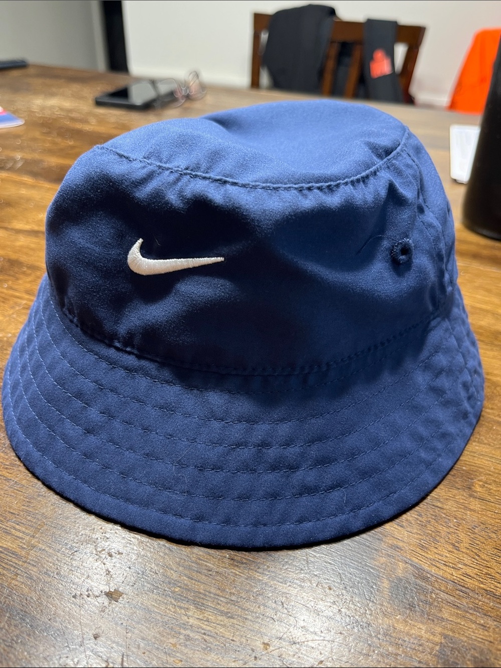 Nike Kids Navy Bucket Hat with White Swoosh UPF 40+